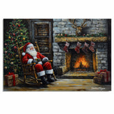 Fireside Magic of Christmas Santa Claus in a Rocking Chair on Ready to Hang 1.5" Thick Canvas Wrap, Floating Framed Canvas, Flat Rolled Canvas